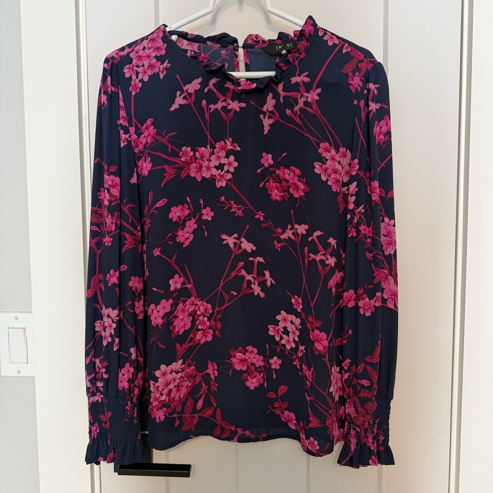 Floral Pink and Navy Women's Top